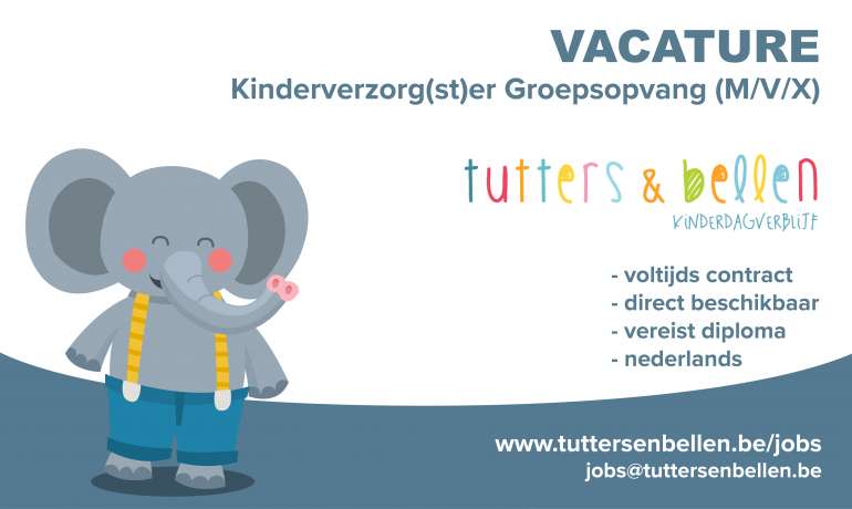 VACATURE – Kinderverzorg(st)er Groepsopvang (M/V/X) – ANTWERPEN